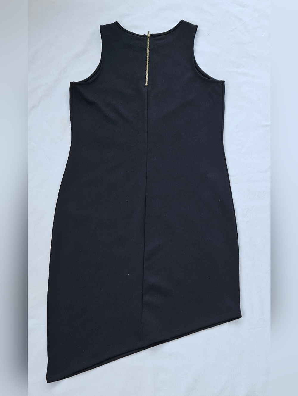 Worthington Black Sheath Dress Asymmetrical Hem Gold Detail Size S - Picture 5 of 7